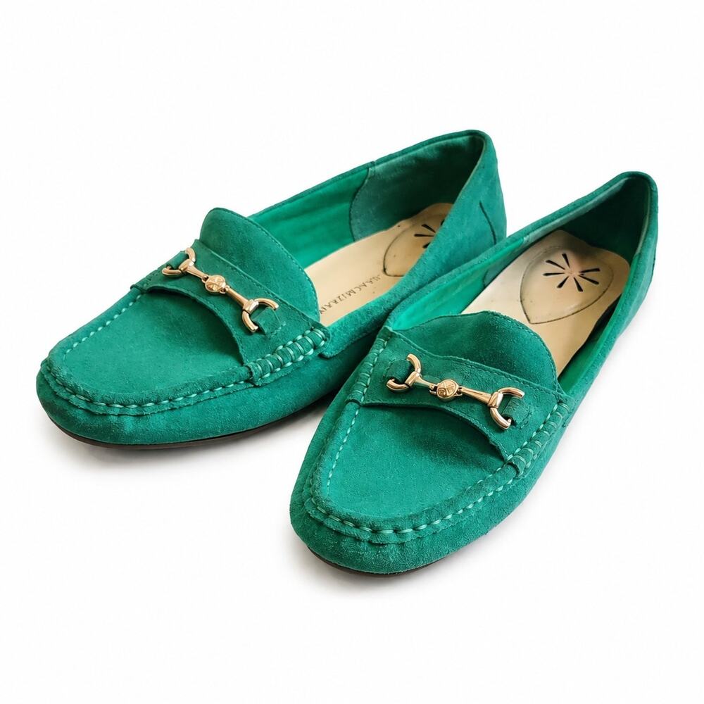 Isaac Mizrahi Classic Suede Moccasins Womans 8.5 Bright Teal Green horsebit